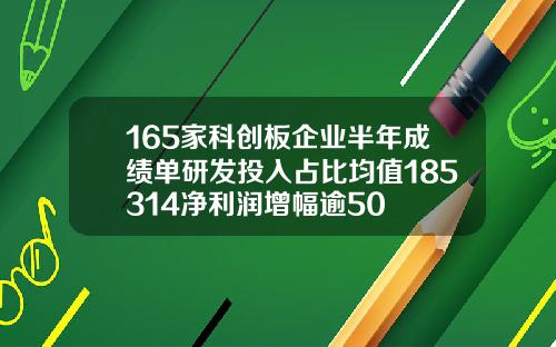 165家科创板企业半年成绩单研发投入占比均值185314净利润增幅逾50