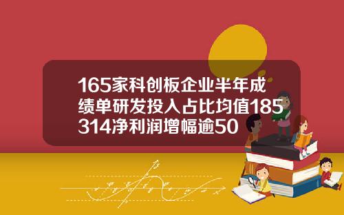 165家科创板企业半年成绩单研发投入占比均值185314净利润增幅逾50