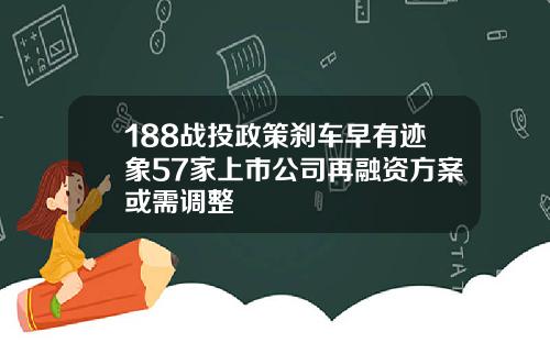 188战投政策刹车早有迹象57家上市公司再融资方案或需调整