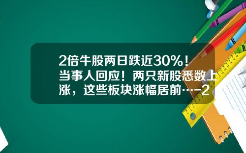 2倍牛股两日跌近30%！当事人回应！两只新股悉数上涨，这些板块涨幅居前…-2015新股涨了多少