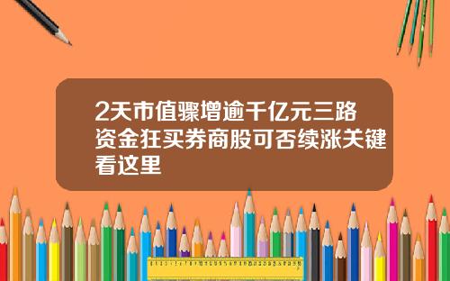 2天市值骤增逾千亿元三路资金狂买券商股可否续涨关键看这里