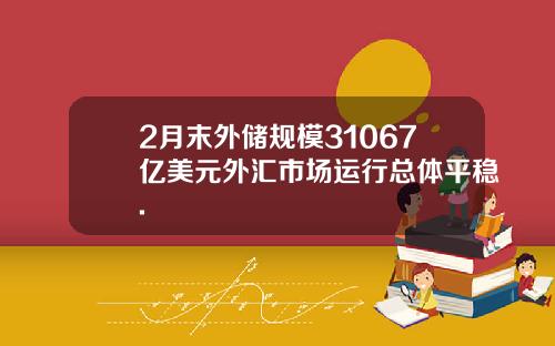 2月末外储规模31067亿美元外汇市场运行总体平稳.
