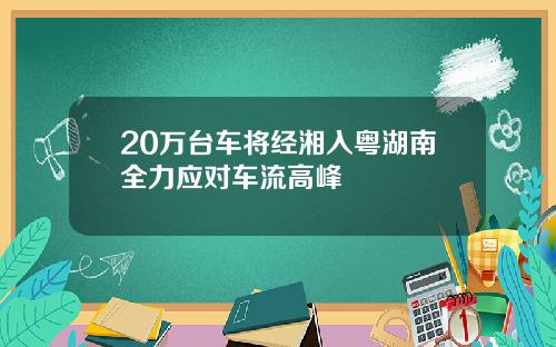 20万台车将经湘入粤湖南全力应对车流高峰