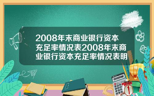 2008年末商业银行资本充足率情况表2008年末商业银行资本充足率情况表明