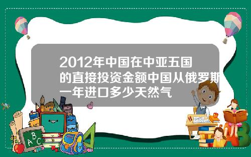 2012年中国在中亚五国的直接投资金额中国从俄罗斯一年进口多少天然气
