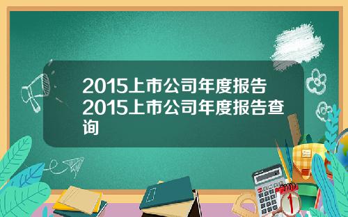 2015上市公司年度报告2015上市公司年度报告查询