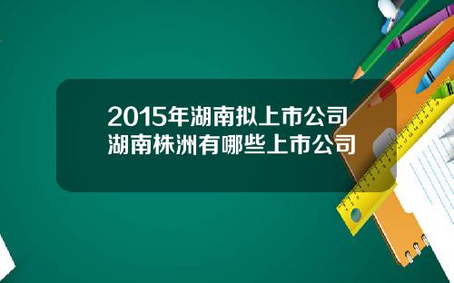 2015年湖南拟上市公司湖南株洲有哪些上市公司