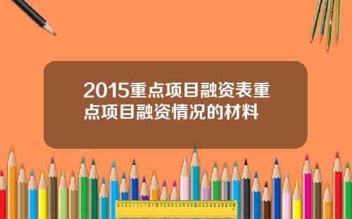 2015重点项目融资表重点项目融资情况的材料