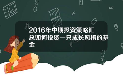 2016年中期投资策略汇总如何投资一只成长风格的基金