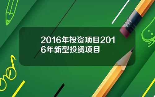 2016年投资项目2016年新型投资项目