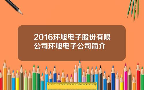 2016环旭电子股份有限公司环旭电子公司简介
