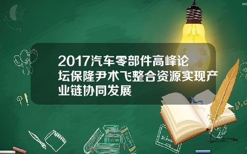 2017汽车零部件高峰论坛保隆尹术飞整合资源实现产业链协同发展