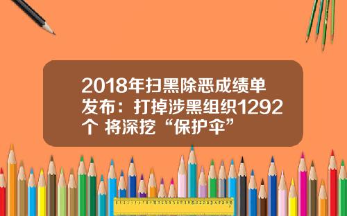 2018年扫黑除恶成绩单发布：打掉涉黑组织1292个 将深挖“保护伞”