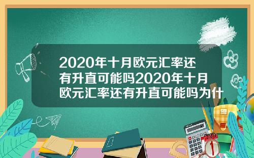 2020年十月欧元汇率还有升直可能吗2020年十月欧元汇率还有升直可能吗为什么