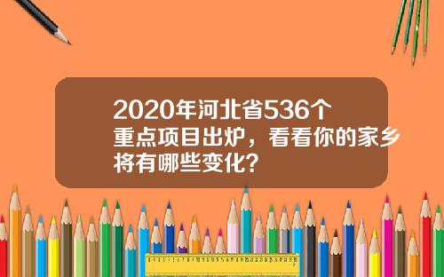 2020年河北省536个重点项目出炉，看看你的家乡将有哪些变化？