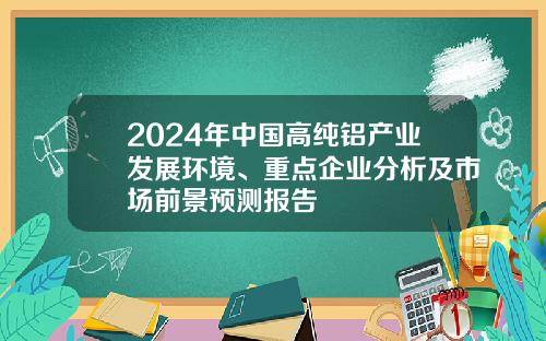 2024年中国高纯铝产业发展环境、重点企业分析及市场前景预测报告
