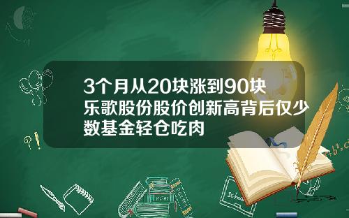3个月从20块涨到90块乐歌股份股价创新高背后仅少数基金轻仓吃肉