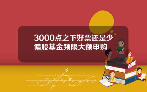 3000点之下好票还是少偏股基金频限大额申购