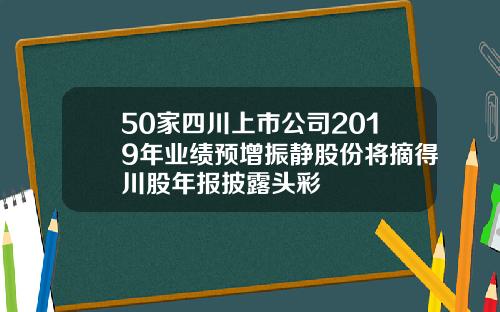50家四川上市公司2019年业绩预增振静股份将摘得川股年报披露头彩