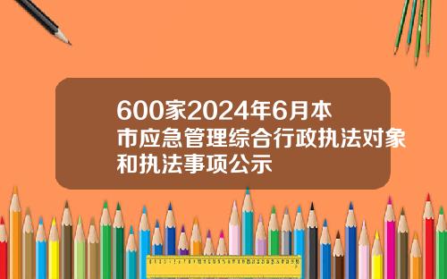 600家2024年6月本市应急管理综合行政执法对象和执法事项公示