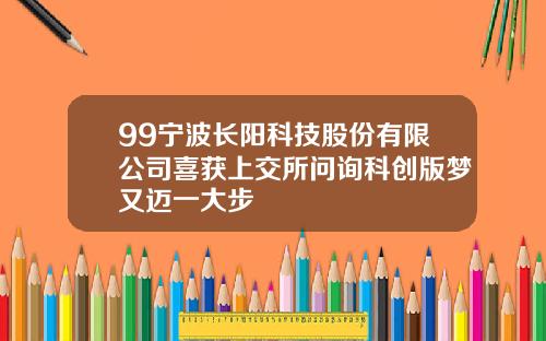99宁波长阳科技股份有限公司喜获上交所问询科创版梦又迈一大步