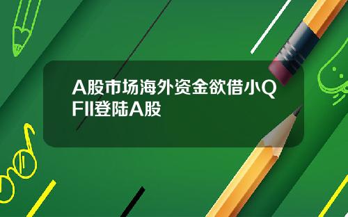 A股市场海外资金欲借小QFII登陆A股