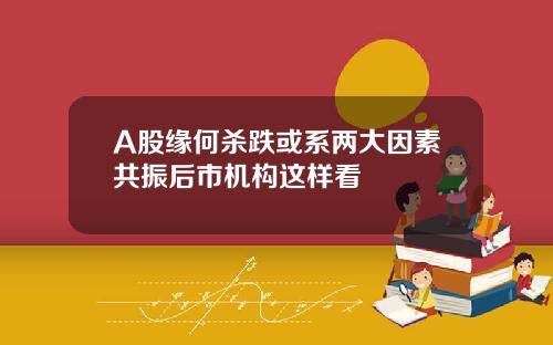 A股缘何杀跌或系两大因素共振后市机构这样看