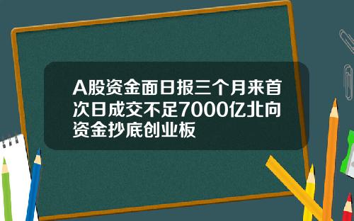 A股资金面日报三个月来首次日成交不足7000亿北向资金抄底创业板