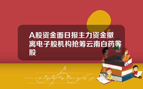 A股资金面日报主力资金撤离电子股机构抢筹云南白药等股
