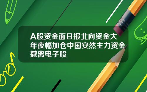 A股资金面日报北向资金大年夜幅加仓中国安然主力资金撤离电子股
