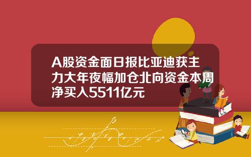 A股资金面日报比亚迪获主力大年夜幅加仓北向资金本周净买入5511亿元