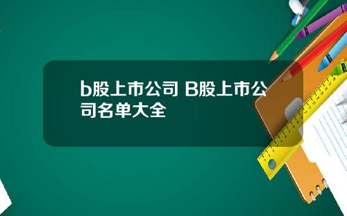 b股上市公司 B股上市公司名单大全