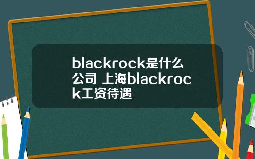 blackrock是什么公司 上海blackrock工资待遇