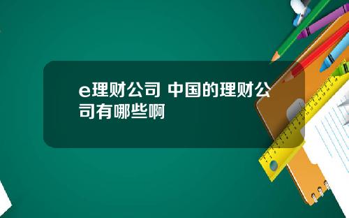 e理财公司 中国的理财公司有哪些啊