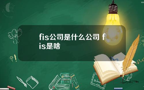 fis公司是什么公司 fis是啥