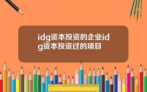 idg资本投资的企业idg资本投资过的项目