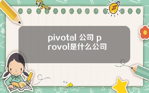 pivotal 公司 provol是什么公司