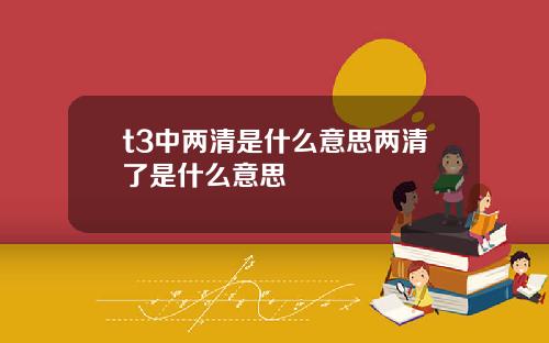 t3中两清是什么意思两清了是什么意思