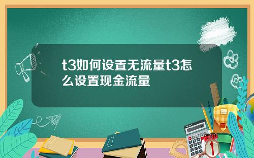 t3如何设置无流量t3怎么设置现金流量