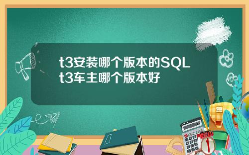 t3安装哪个版本的SQLt3车主哪个版本好