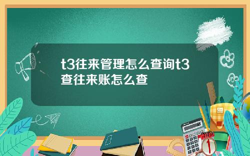 t3往来管理怎么查询t3查往来账怎么查
