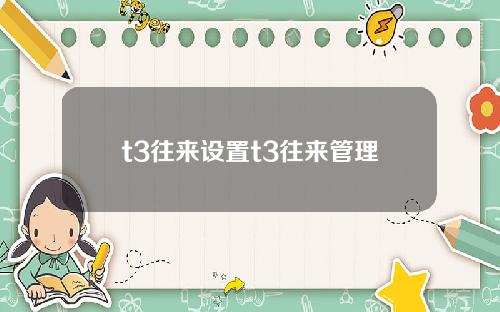 t3往来设置t3往来管理