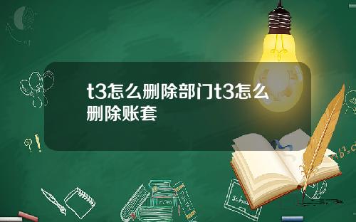 t3怎么删除部门t3怎么删除账套