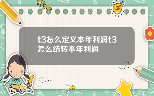 t3怎么定义本年利润t3怎么结转本年利润