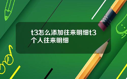 t3怎么添加往来明细t3个人往来明细
