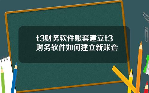 t3财务软件账套建立t3财务软件如何建立新账套