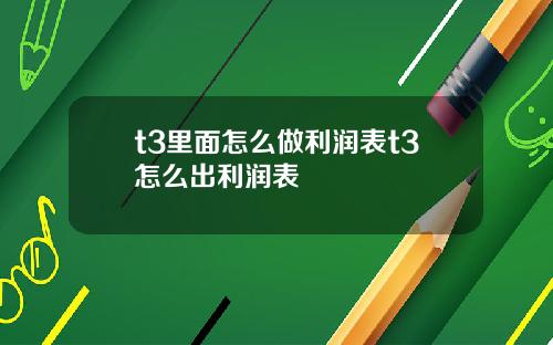 t3里面怎么做利润表t3怎么出利润表