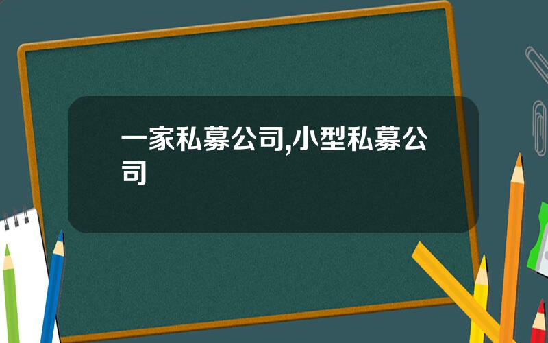 一家私募公司,小型私募公司