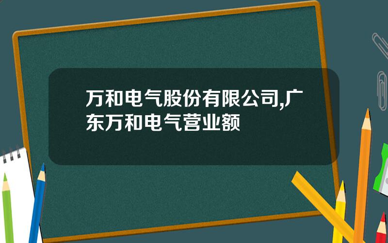 万和电气股份有限公司,广东万和电气营业额