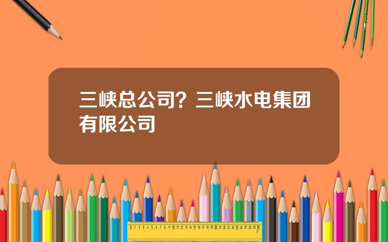 三峡总公司？三峡水电集团有限公司